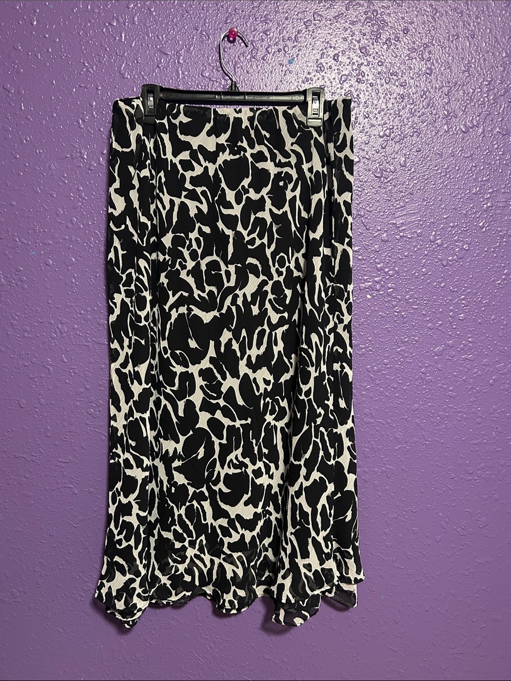 Cato Black and White Animal Print Midi Skirt